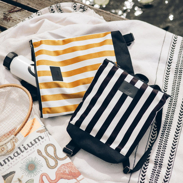 Striped Backpack black and white