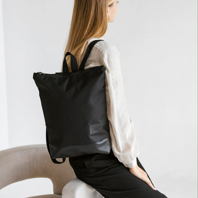 Backpack with black leather