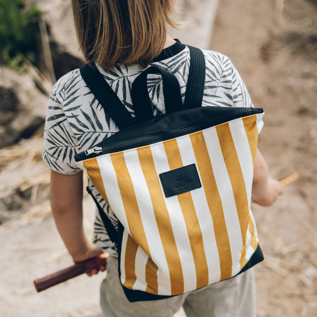 Striped Backpack yellow and white