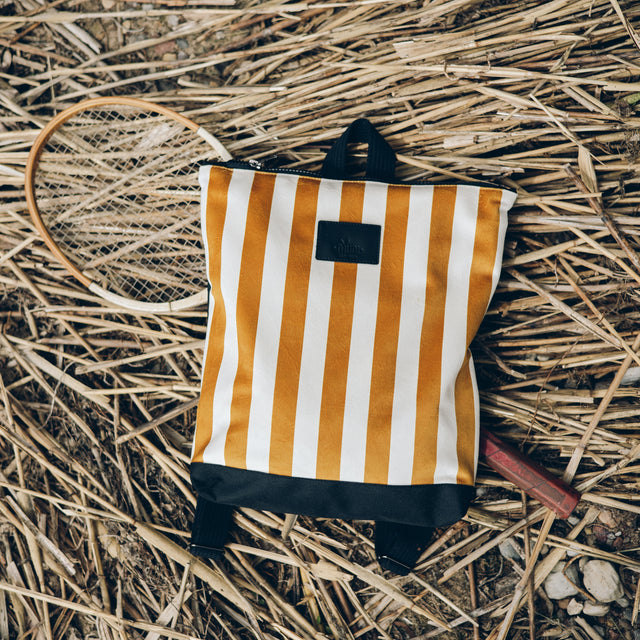 Striped Backpack yellow and white