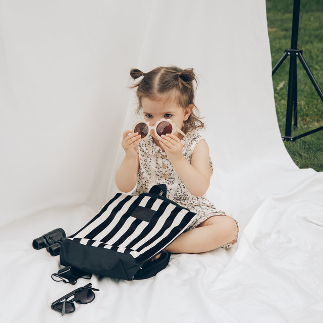 Striped Backpack black and white