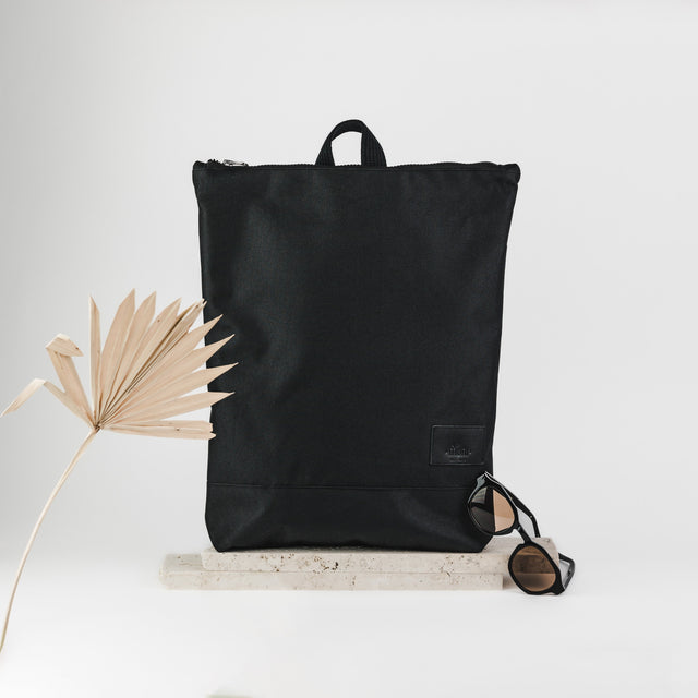 Backpack with black leather