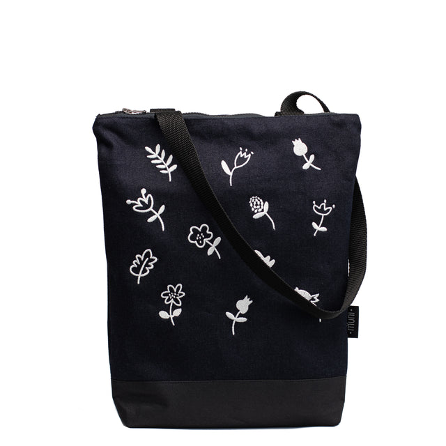 Tote bag Denim flowers - Muni