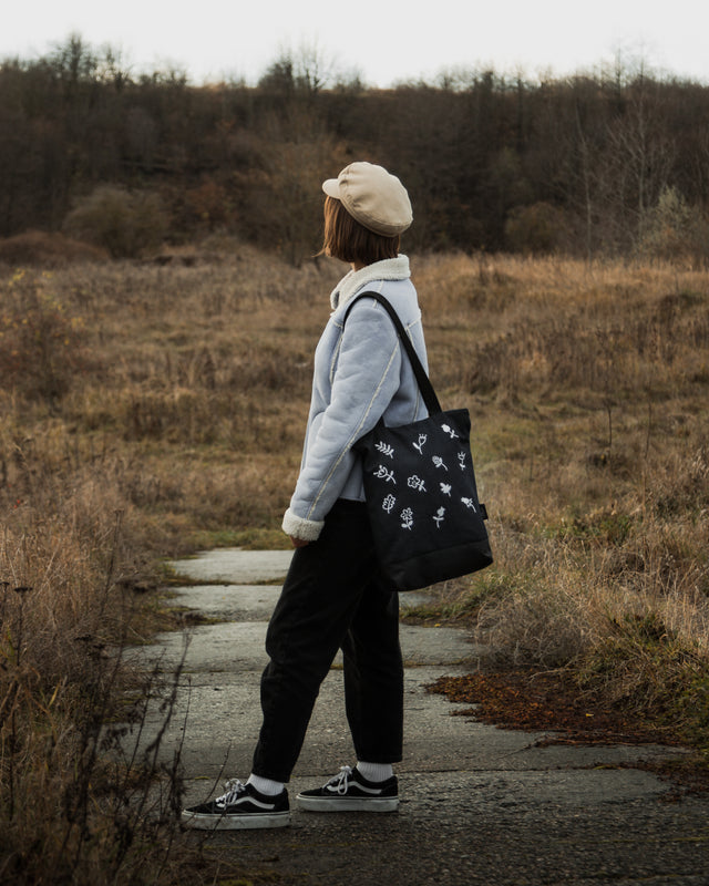 Tote bag Denim flowers - Muni