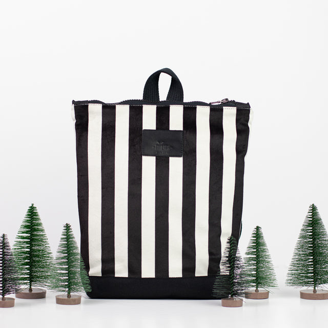 Kids Striped Backpack black and white  - Muni